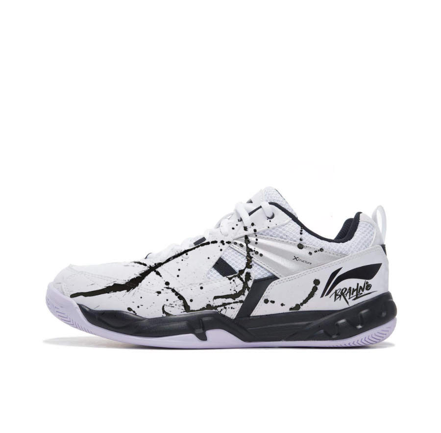 Li-Ning Li Ning Koba Pixel Wuxia Synthetic Leather Cushioning, Wear Resistant Low top Badminton Shoes Men's Black White