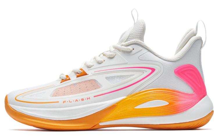 XTEP Light Feather 3 V3 Basketball Shoes Men's Low Top White/Orange/Pink