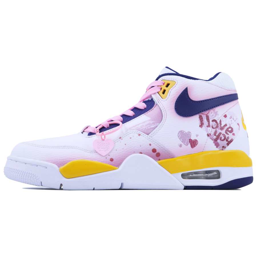 Nike Nike Flight Legacy Slip Resistant Slip Resistant Mid top Vintage Basketball Shoes Men's White Pink Yellow