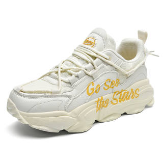 DEVIL AND ANGEL Slip Resistant, Abrasion Resistant, Breathable Low top Chunky Sneakers Unisex Beige