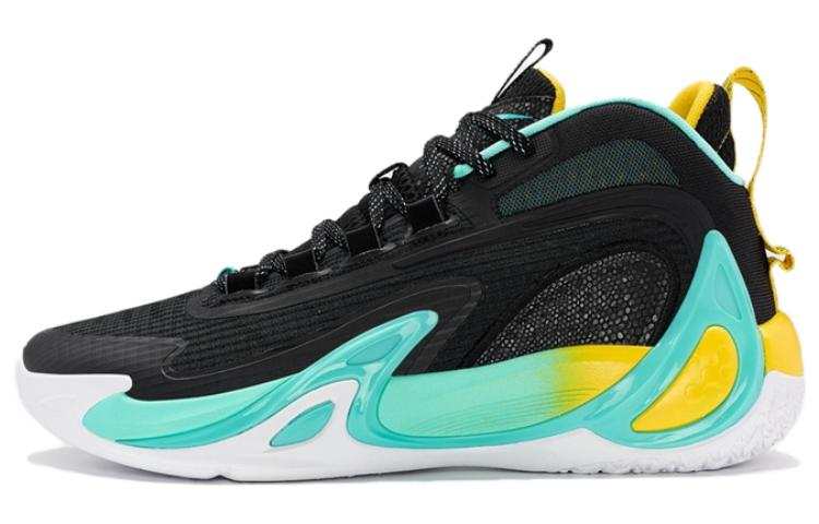 XTEP Comfortable Slip Resistant Abrasion Resistant High top Basketball Shoes Men's Black Green