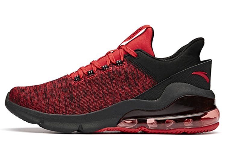 Anta Cushioning Breathable Low top Training Shoes Men's Black Red