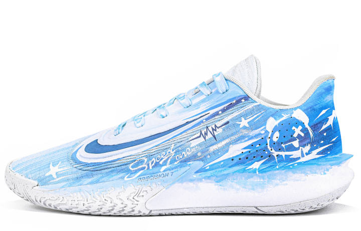 Nike Nike Precision 7 Box Action, Miracle Dumb Bear Abrasion Resistant Low top Basketball Shoes Unisex Blue White