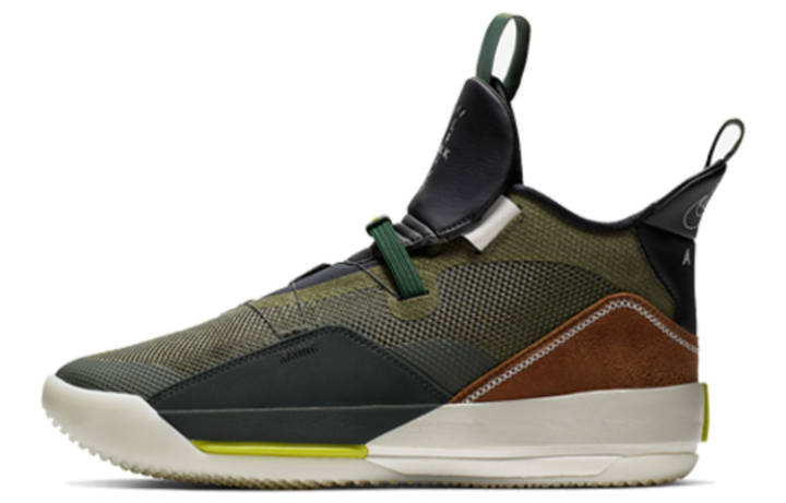 Jordan Jordan x Travis Scott Air Jordan 33 Rebound High top Performance Basketball Shoes Men's Olive Green