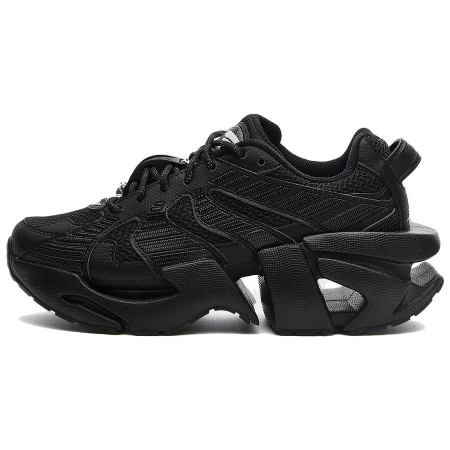 FILA Space Textile, Synthetic Leather, TPU Low top Chunky Sneakers Women's Black