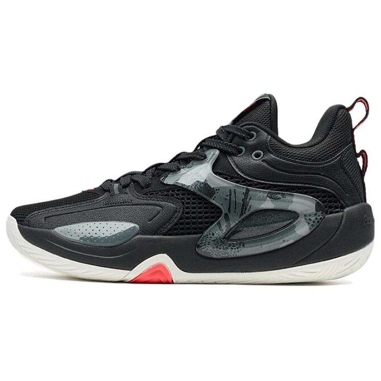 XTEP Cushioning Slip Resistant Abrasion Resistant Mid top Basketball Shoes Men's Black