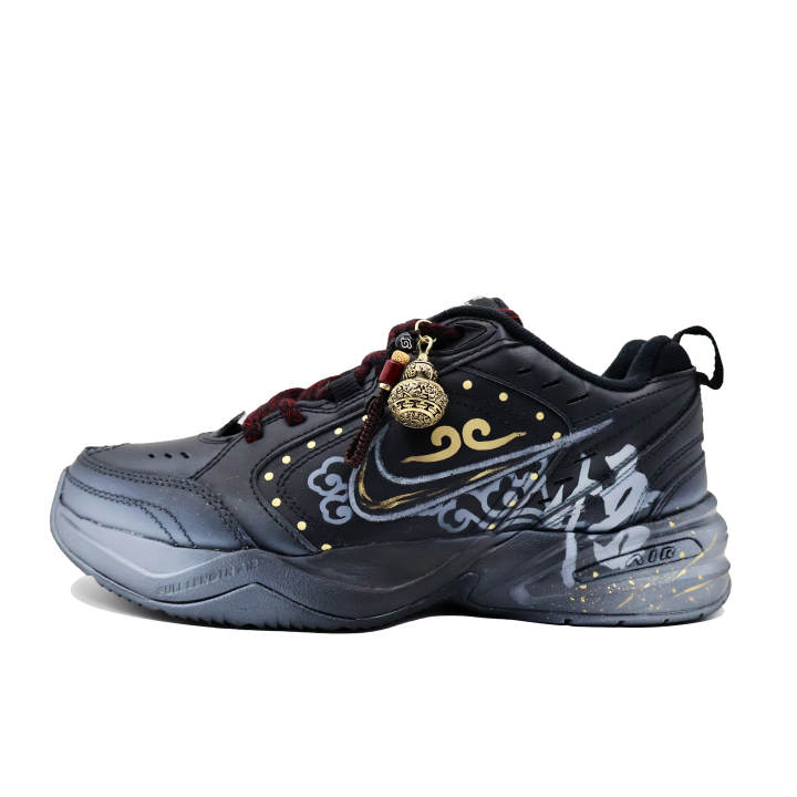 Nike Nike Air Monarch 4 Slip Resistant Abrasion Resistant Low top Chunky Sneakers Unisex Black Gold