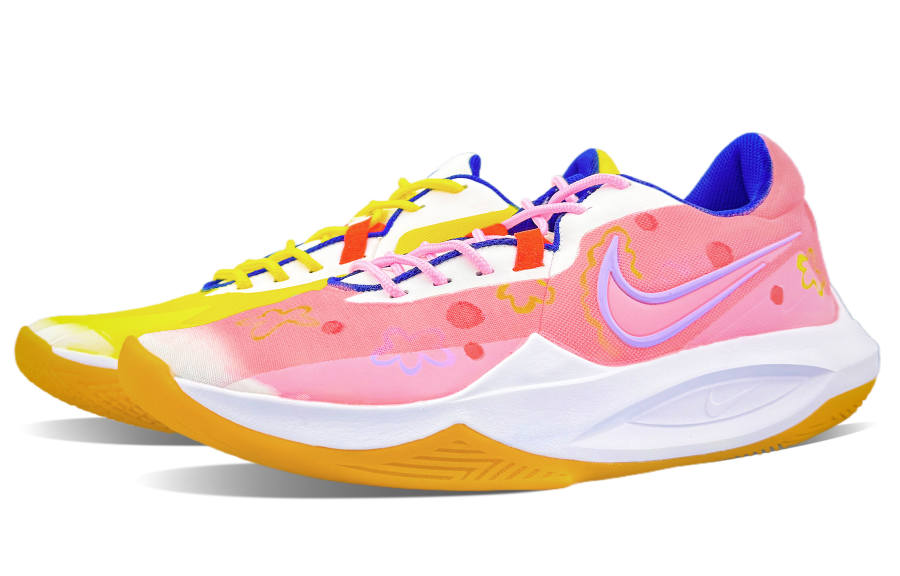 Nike Nike Precision 6 Abrasion Resistant Low top Basketball Shoes Men's Pink Yellow