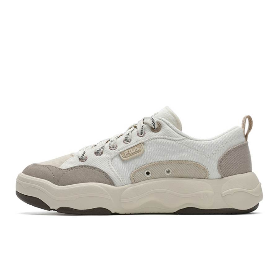 FILA BURGER Hamburger Shoes Abrasion Resistant Lightweight Low top Canvas Shoes Men's White Yellow