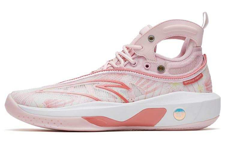 Anta KT8 Cushioning Slip Resistant Abrasion Resistant High top Performance Basketball Shoes Men's Pink White