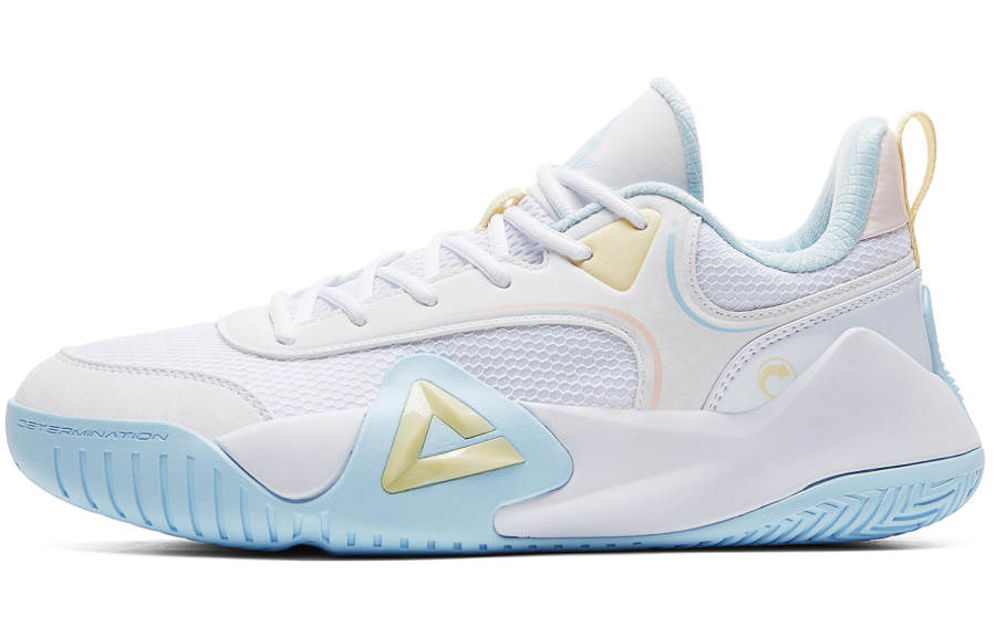 PEAK Fengji Basketball Shoes Men's Low Top All White Fine Blue