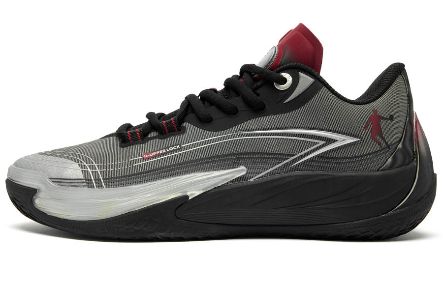 QIAODAN Poisonous Fangs 3.0 Basketball Shoes Men's Low Top Black Silver