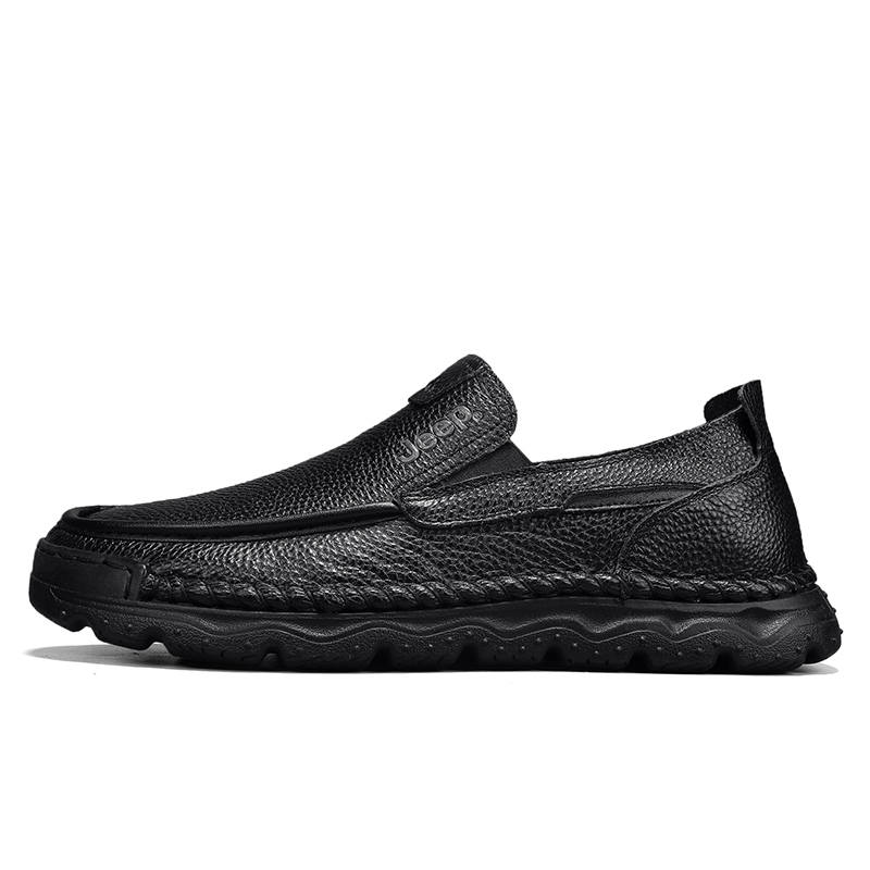 Jeep Casual Leather Shoes Men's Low Top Black