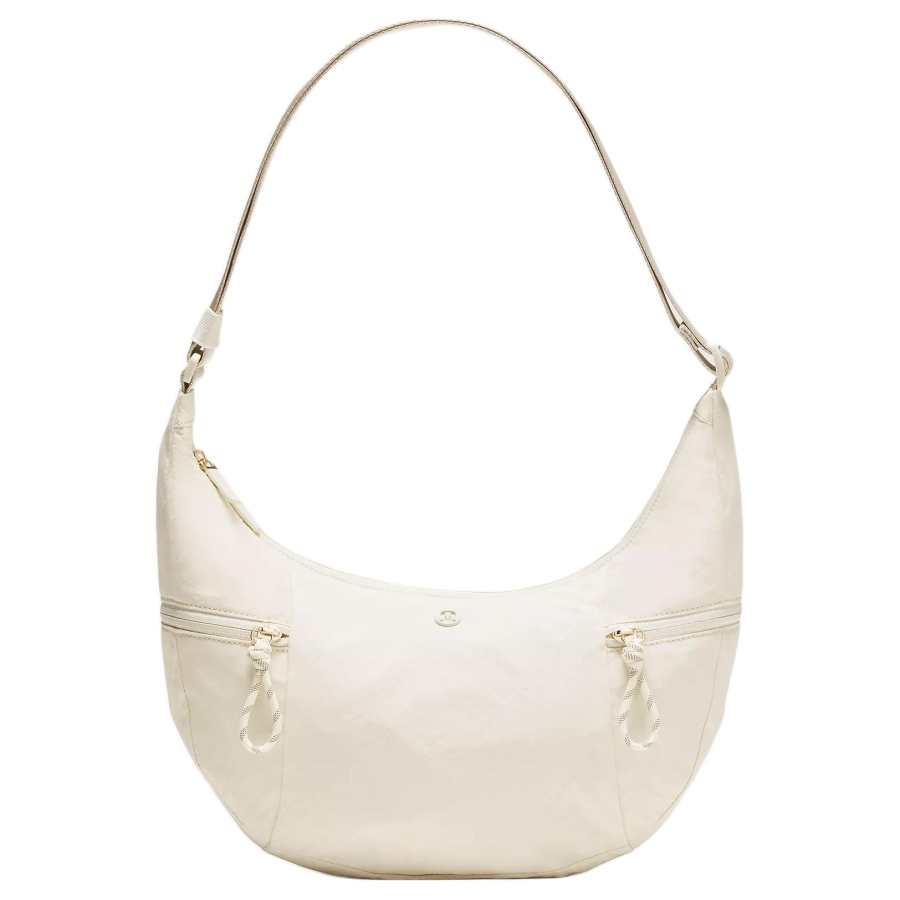 Lululemon Slouchy Nylon Crescent Bag Shoulder Bag Women's Light Ivory & Gold