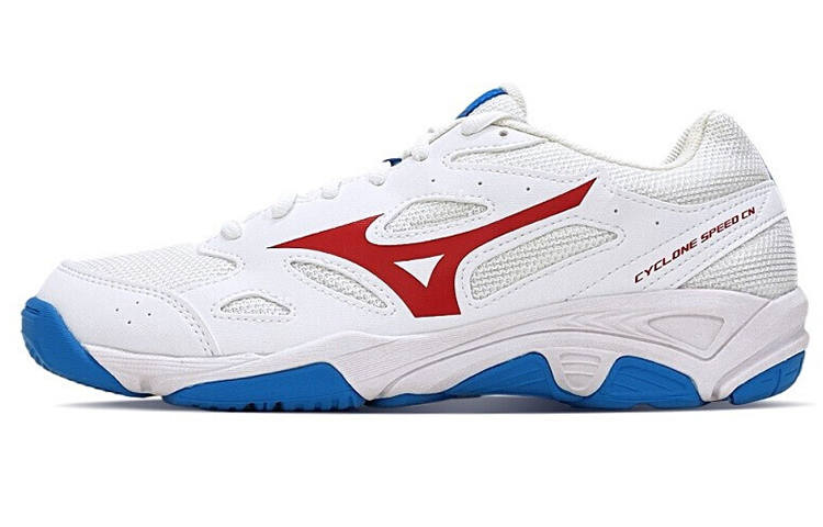 Mizuno Cyclone Speed CN Slip Resistant, Abrasion Resistant, Breathable Low top Training Shoes Unisex White Blue Red