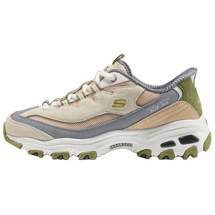 Skechers DLITES Abrasion Resistant Low top Chunky Sneakers Women's Beige Gray Green
