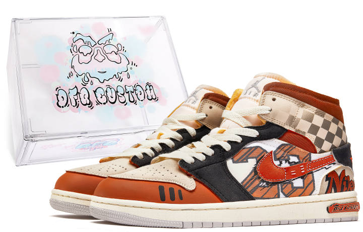 Jordan Jordan Air Jordan 1 Da Vinci Custom, Box, Cheng Yi Cushioning Slip Resistant Cushioning Slip Resistant Mid top