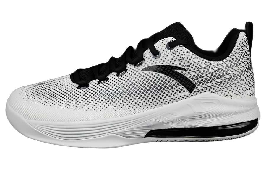 Anta Slip Resistant, Abrasion Resistant, Breathable, Rebound Low top Basketball Shoes Men's White Black