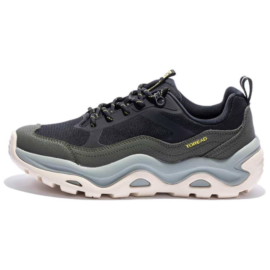 TOREAD Outdoor Sports Cushioning Slip Resistant Low top Hiking Shoes Men's Black Green