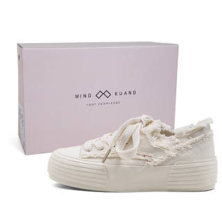 MINGKUANG Street Trendy Platform Height Increasing Abrasion Resistant Slip Resistant Low top Canvas Shoes Women's