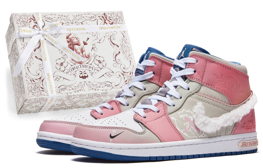 Jordan Jordan Air Jordan 1 Da Vinci Custom, Box, Bow Of Abundance Cushioning Slip Resistant Cushioning Slip Resistant Mid top