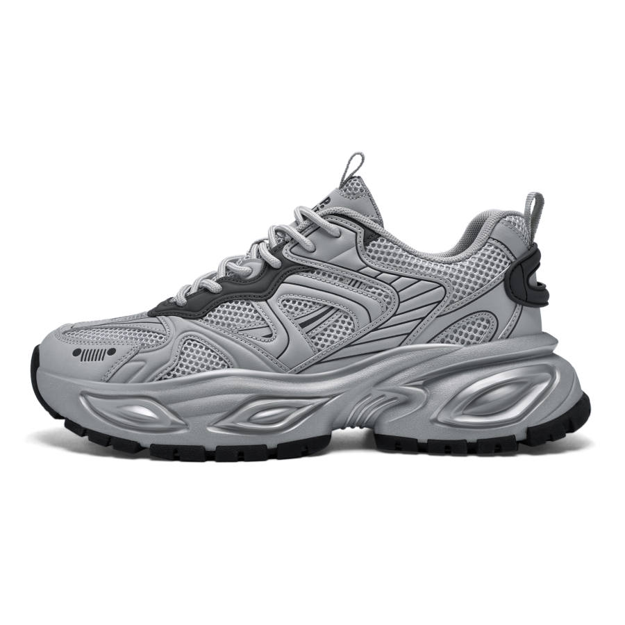 JEEP SPIRIT Cushioning Abrasion Resistant Lightweight Height Increasing Low top Chunky Sneakers Men's Moon Dust Gray
