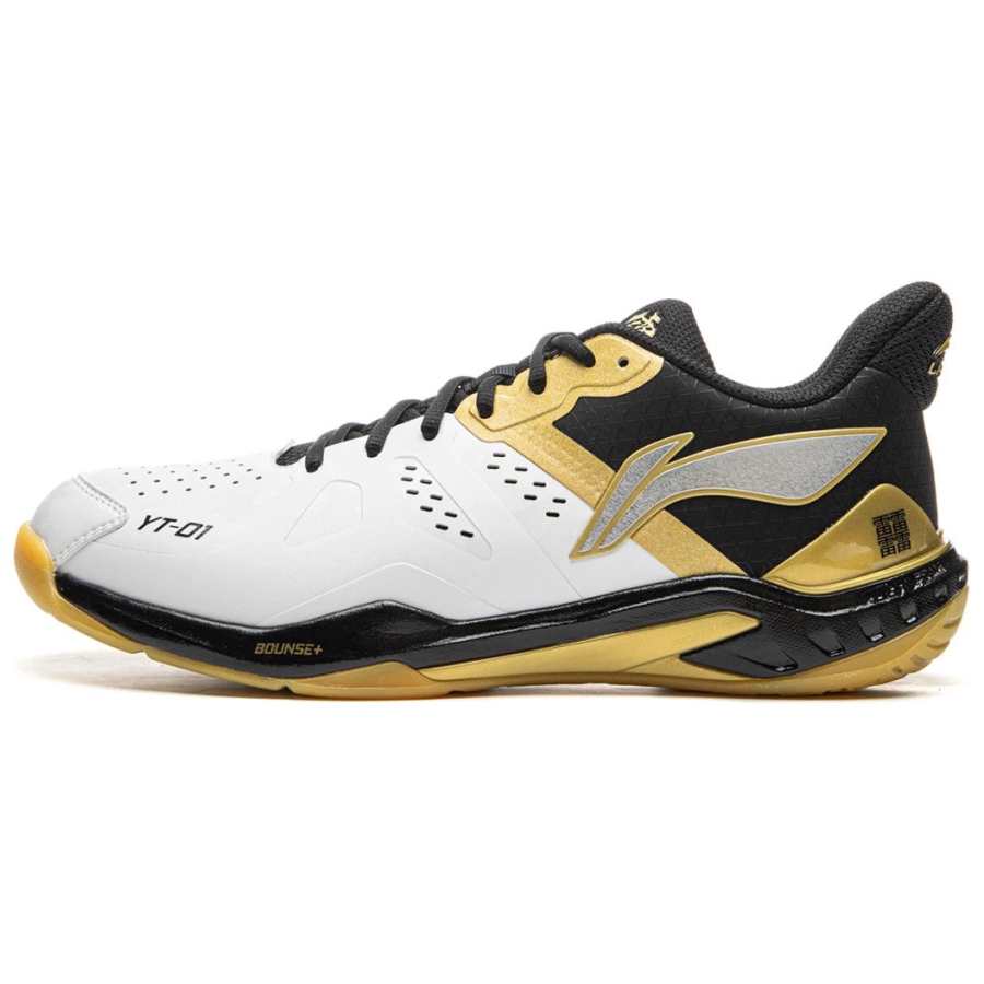 Li-Ning Li Ning Cloud Thunder Lightweight Rebound Low top Badminton Shoes Unisex White Black Gold