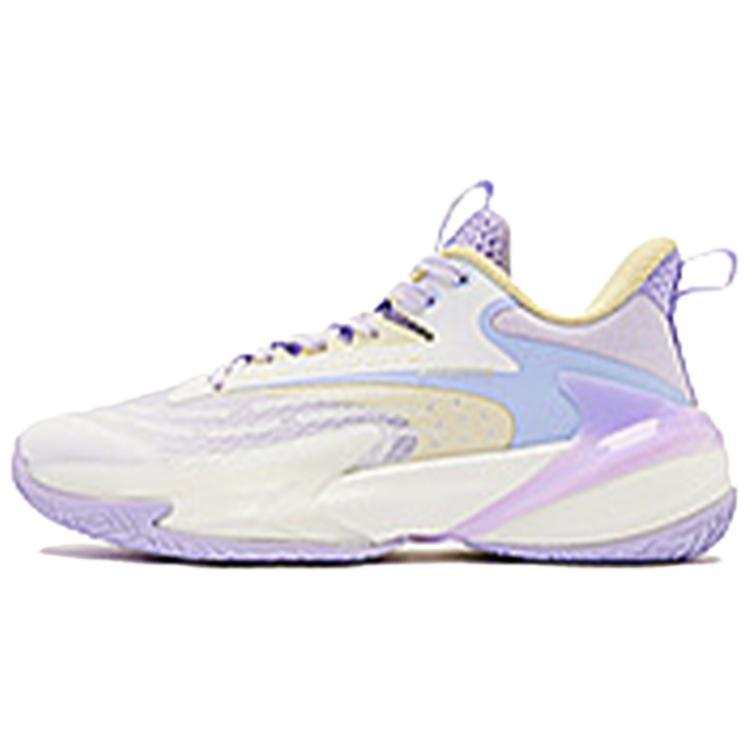 QIAODAN Slip Resistant Low top Basketball Shoes Women's Purple White Yellow