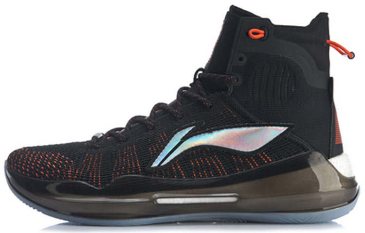 Li-Ning Li Ning YuShuai 13 Boom Fabric Slip Resistant Abrasion Resistant High top Basketball Shoes Men's Black Orange