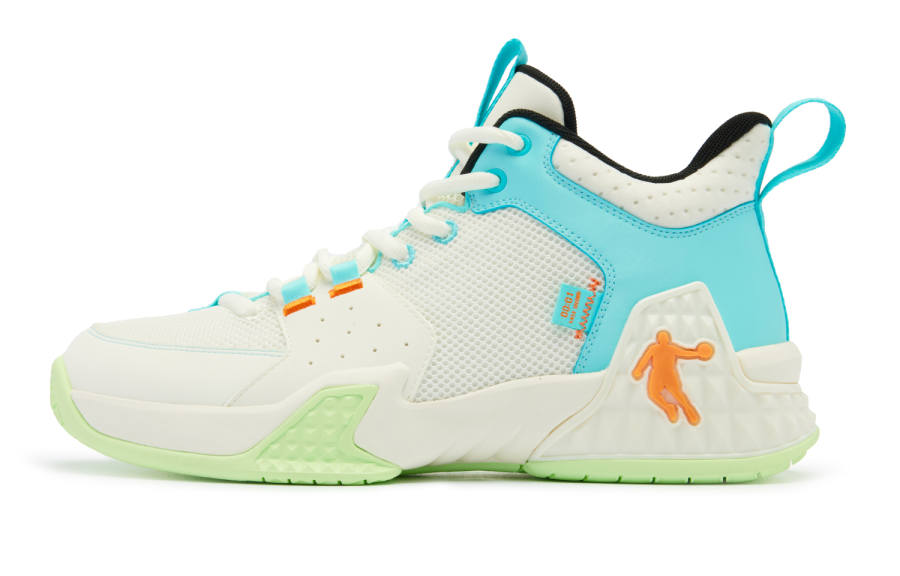 QIAODAN Killing Move 1.0 Basketball Shoes Men's Low Top Ivory Lake Blue