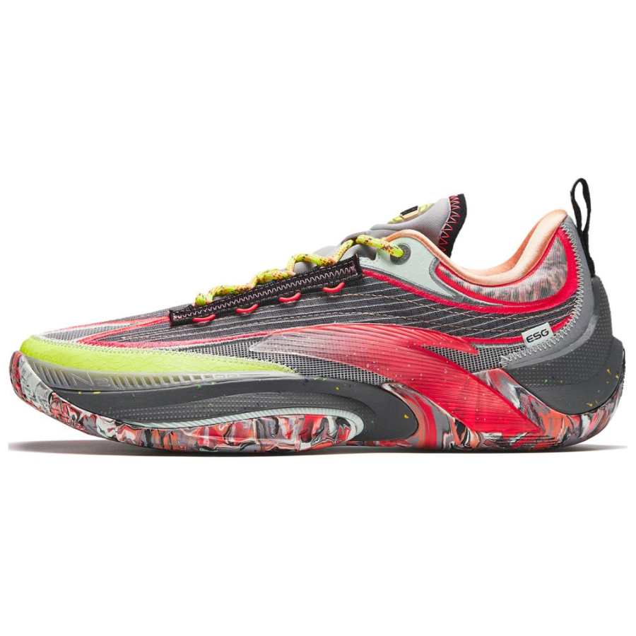 Anta Zap 1 ESG Cushioning, Wear Resistant Low top Basketball Shoes Men's Black Red Green