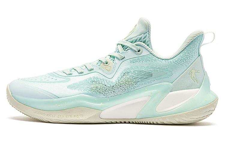 QIAODAN Wind Blade 4 Cushioning Abrasion Resistant Support Low top Basketball Shoes Men's Green Beige