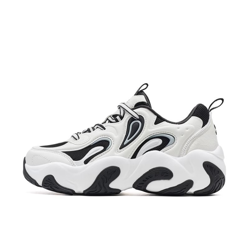 XTEP Slip Resistant, Abrasion Resistant, Height Increasing Low top Chunky Sneakers Women's Sail White/Black