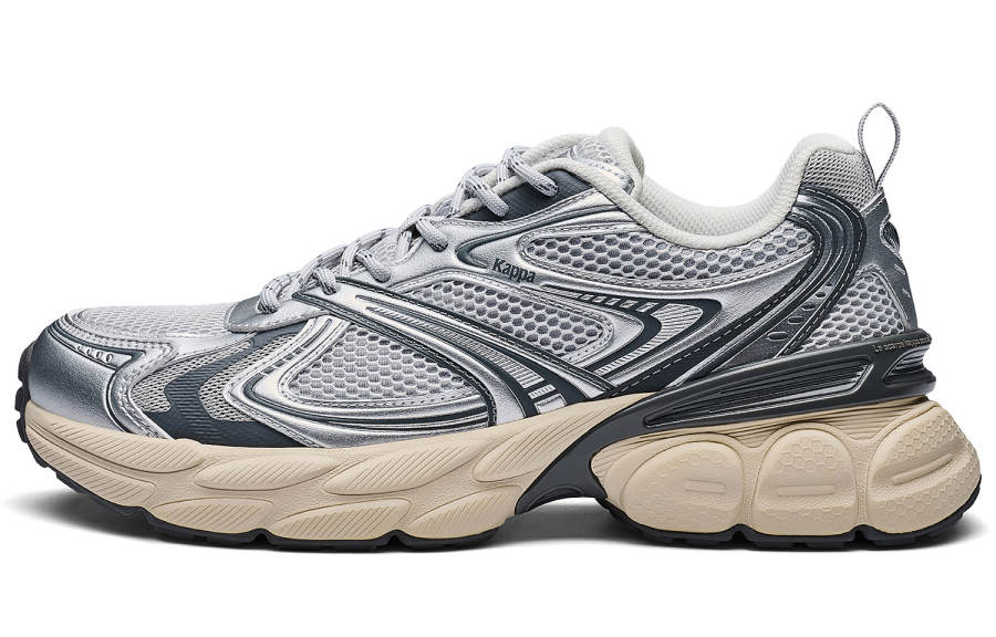 Kappa Back to Back Breathable And Lightweight Low top Chunky Sneakers Unisex Cool Gray