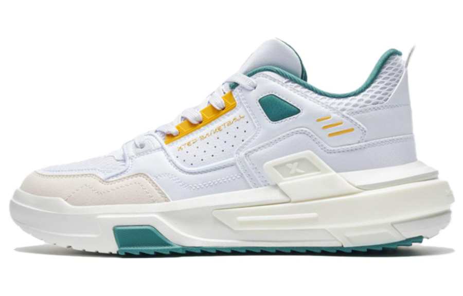 XTEP Domination Slip Resistant Abrasion Resistant Low top Basketball Shoes Men's White Yellow Green