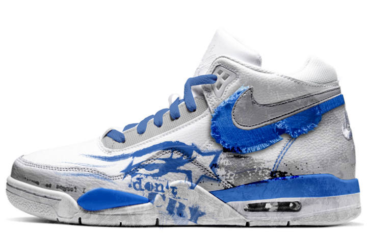 Nike Nike Flight Legacy ADCDAVINCI Custom, Star Chaser Mid top Vintage Basketball Shoes Unisex Blue White