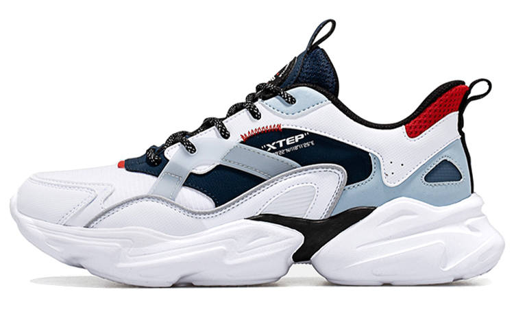 XTEP Slip Resistant Abrasion Resistant Low top Chunky Sneakers Men's Pearl White Lake Blue Multicolor