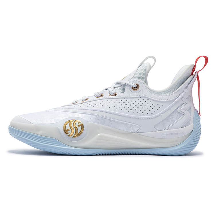 361° Zen 6 Prm Cushioning Slip Resistant Abrasion Resistant Rebound Low top Basketball Shoes Men's White Gold