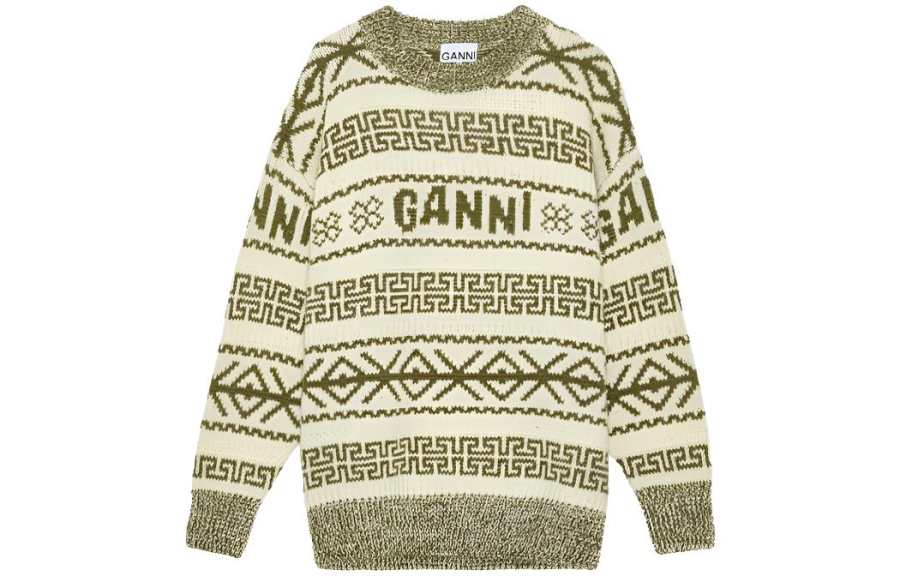 GANNI FW23 Sweater Knitwear Women's Avocado Green