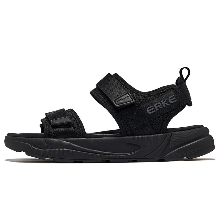 Erke Chasing Waves Beach Sandals Men's Jet Black Carbon Gray