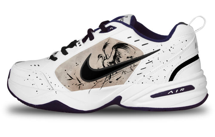 Nike Nike Air Monarch 4 Xianyun Wild Crane Slip Resistant Abrasion Resistant Low top Chunky Sneakers Unisex Black White