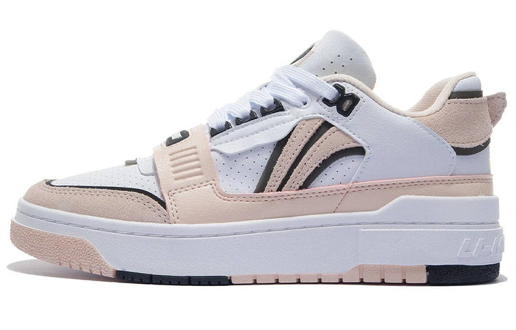 Li-Ning Li Ning BADFIVE Vintage Basketball Shoes Women's Low Top Standard White/Soft Rose Pink