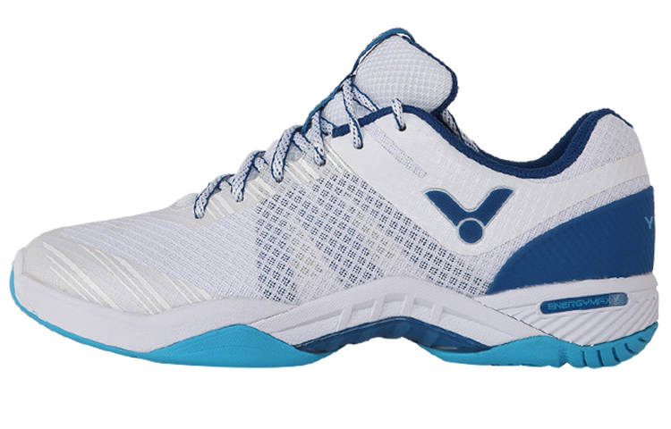 VICTOR Rubber Fashion Trend Slip Resistant Abrasion Resistant Low top Badminton Shoes Unisex White Blue
