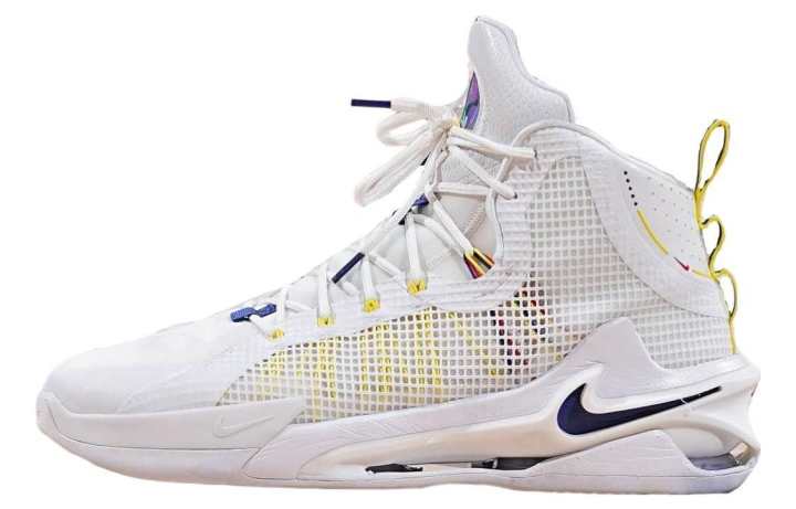 Nike Nike Abrasion Resistant Breathable High top Basketball Shoes Men's White Yellow