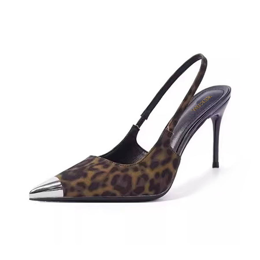 UMEK Slim Heel High Heels 7cm 9cm Women's Leopard Print