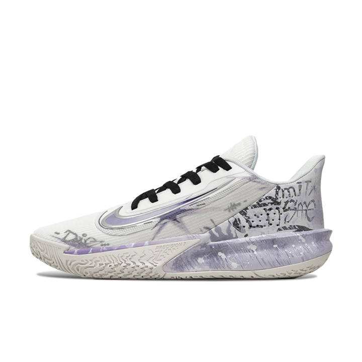 Nike Nike Precision 7 Freedom Panda, Silent Low top Basketball Shoes Men's White Purple