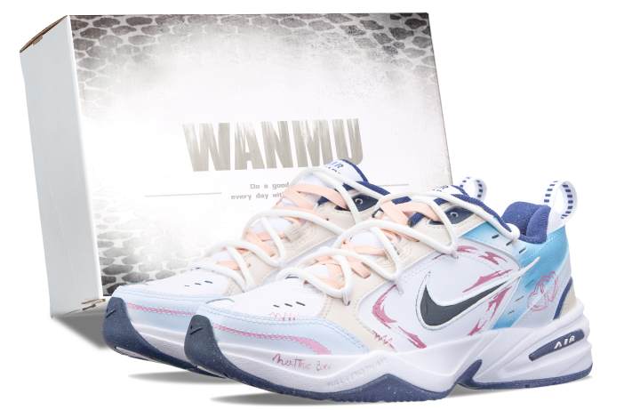 Nike Nike Air Monarch 4 Drunk On The River Slip Resistant Low top Chunky Sneakers Unisex Blue White