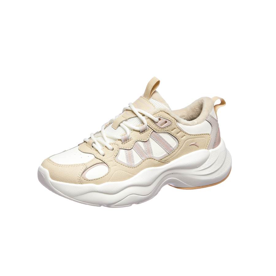 Anta PG Cushioning Abrasion Resistant Thermal Low top Chunky Sneakers Women's Ecru Gray