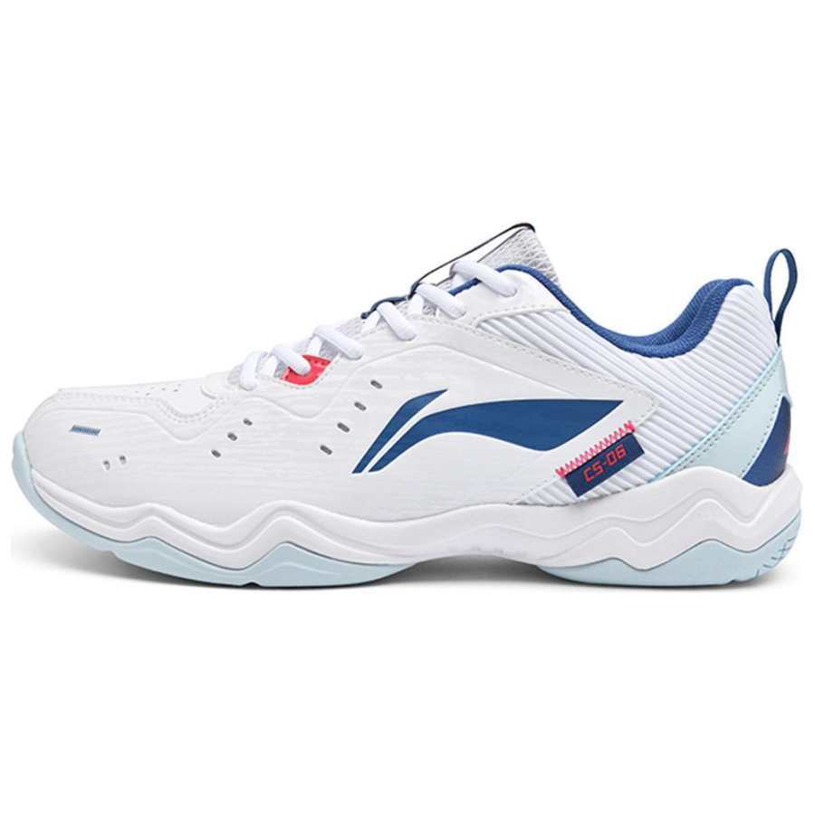 Li-Ning Li Ning Textile, Synthetic Leather Cushioning, Wear Resistant Low top Badminton Shoes Unisex White Blue