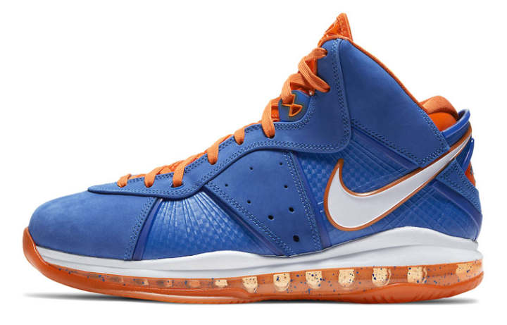 Nike Nike Lebron 8 QS 'Blue And Orange' Cushioning Slip Resistant Abrasion Resistant Coverage Support Mid top